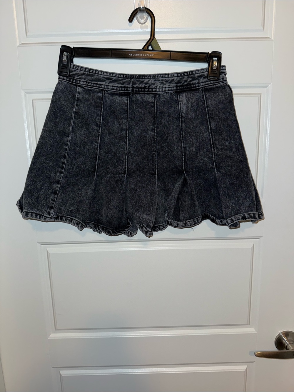 Zara Black Ruffled Hem Denim Skort